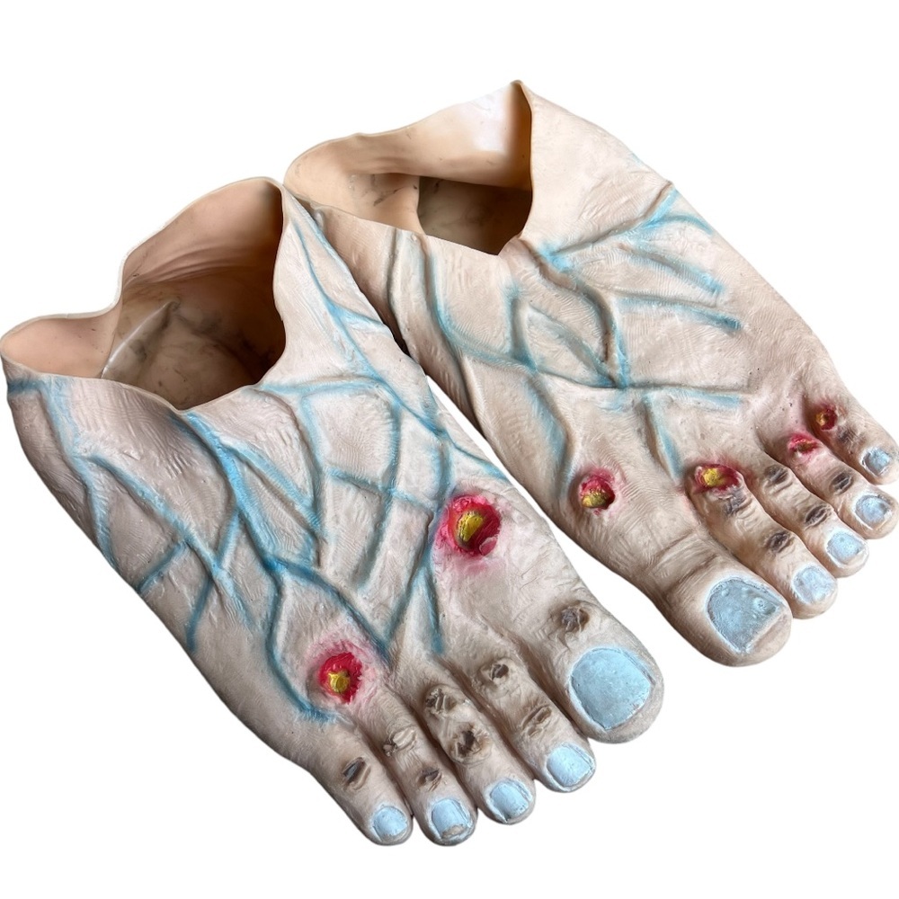 Vintage cosplay zombie feet wounded latex rubber 80s Halloween